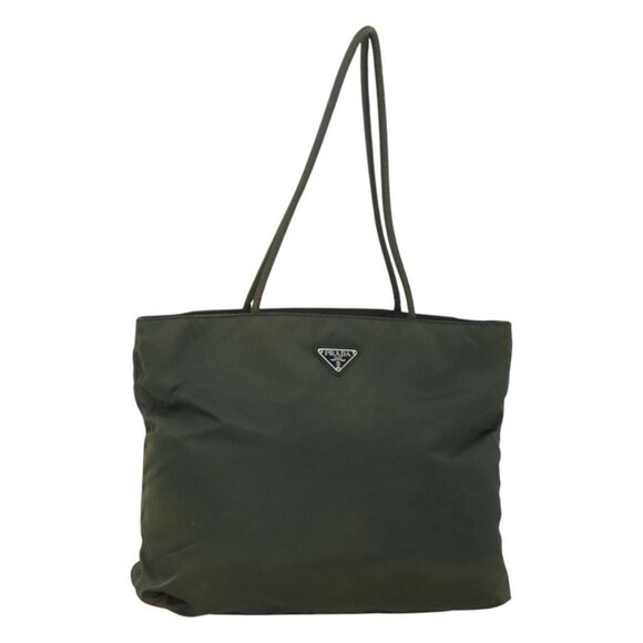 PRADA Shoulder Bag Nylon Khaki Silver Auth bs24553 - Picture 1 of 16